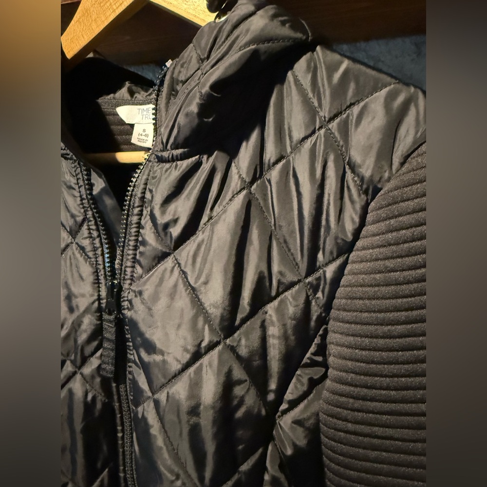 Black Quilted Jacket with Hood - Picture 4 of 5